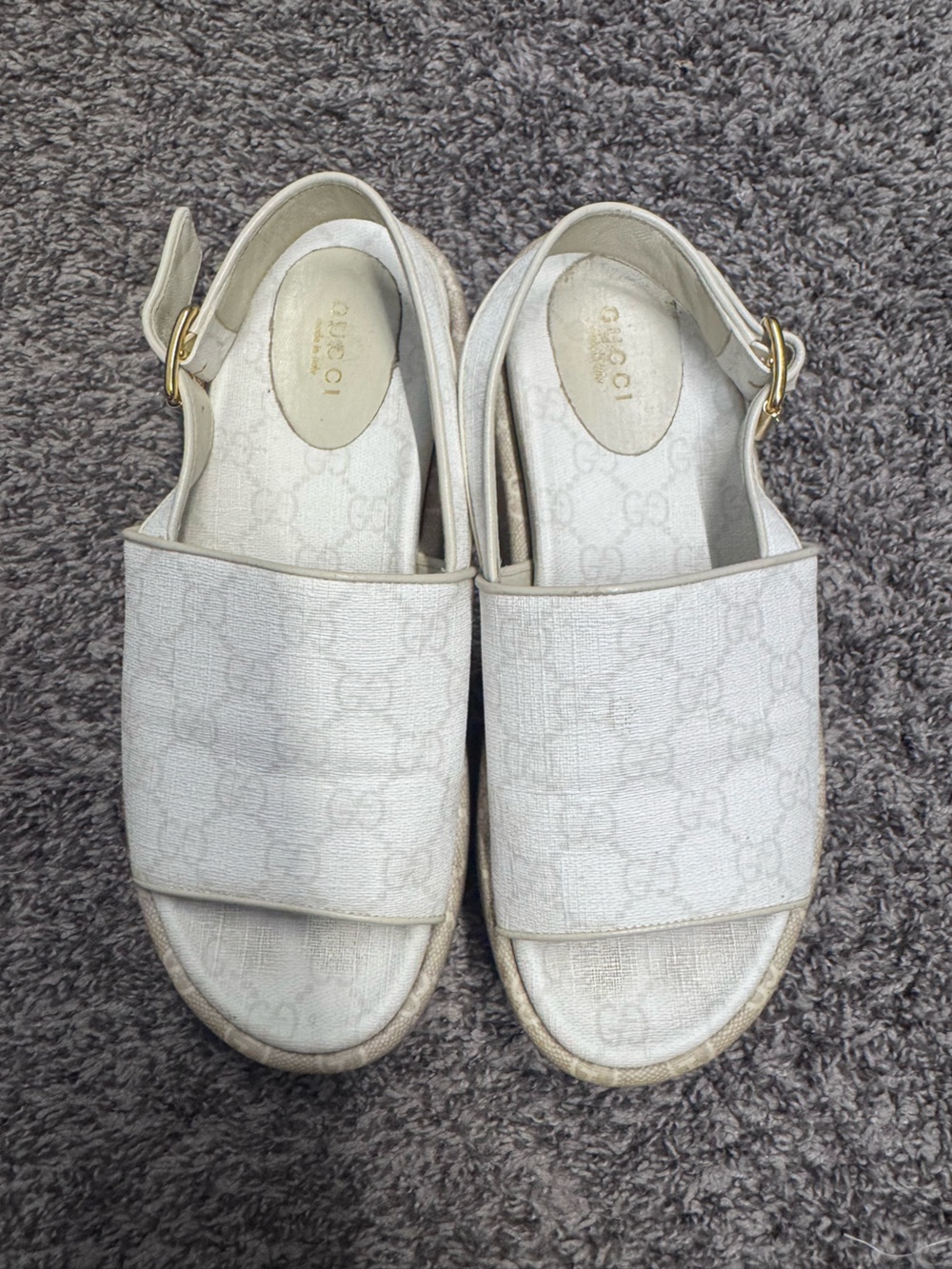 Gucci White Monogram Slide Sandals for Women
